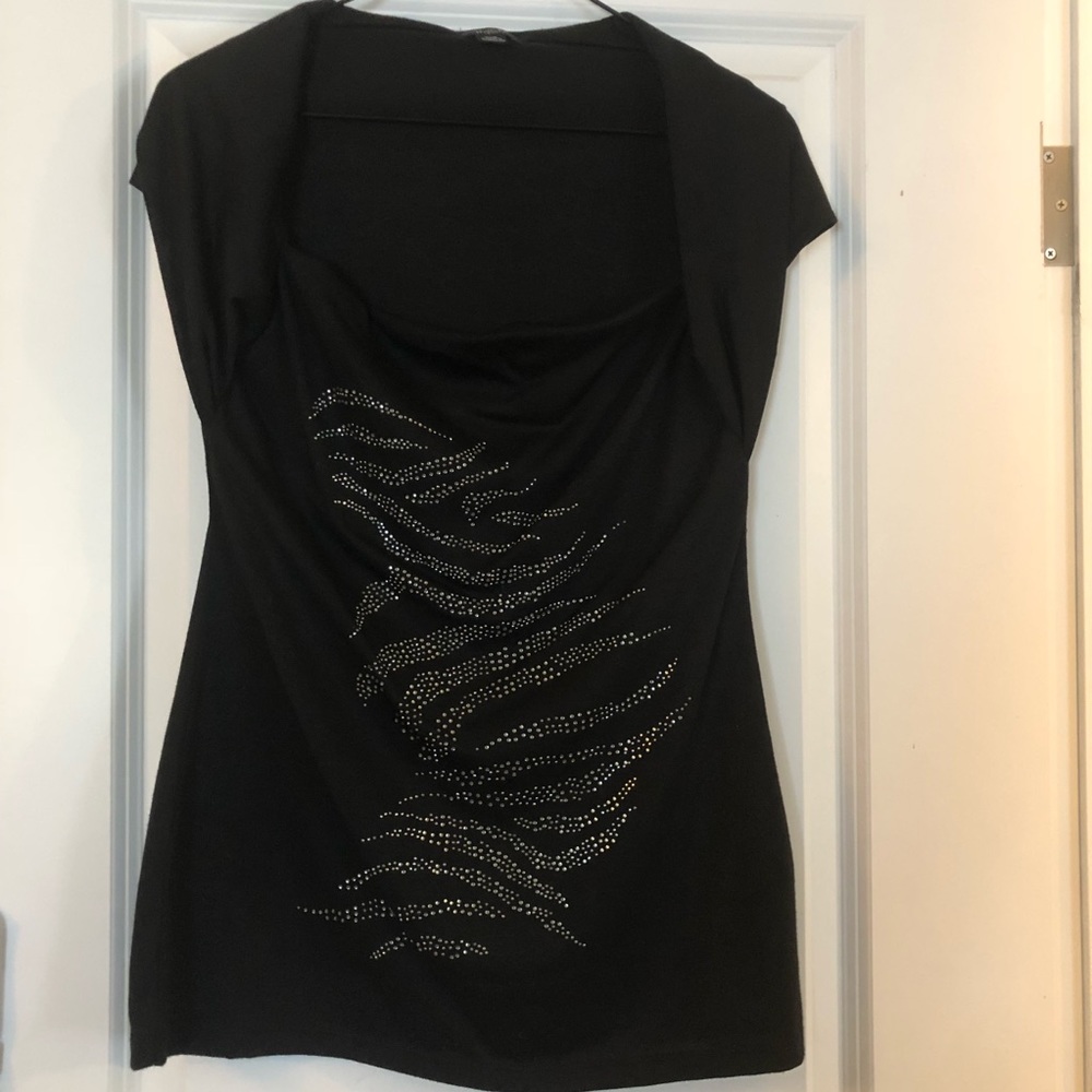 Dressy embellished black top
